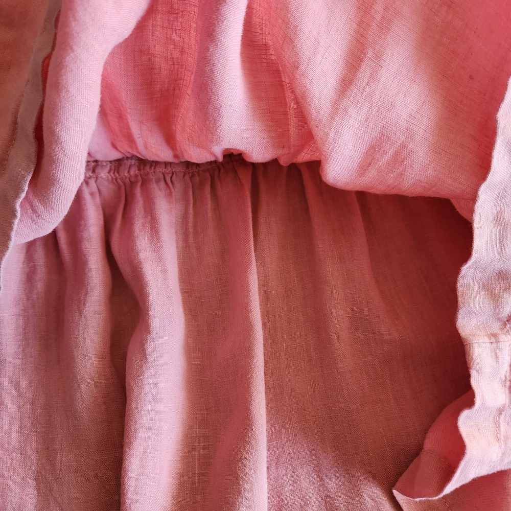 Lucky Brand Baby Doll Tiered Linen Dress Small Pink Boho Summer Beach Croquette - Picture 7 of 11